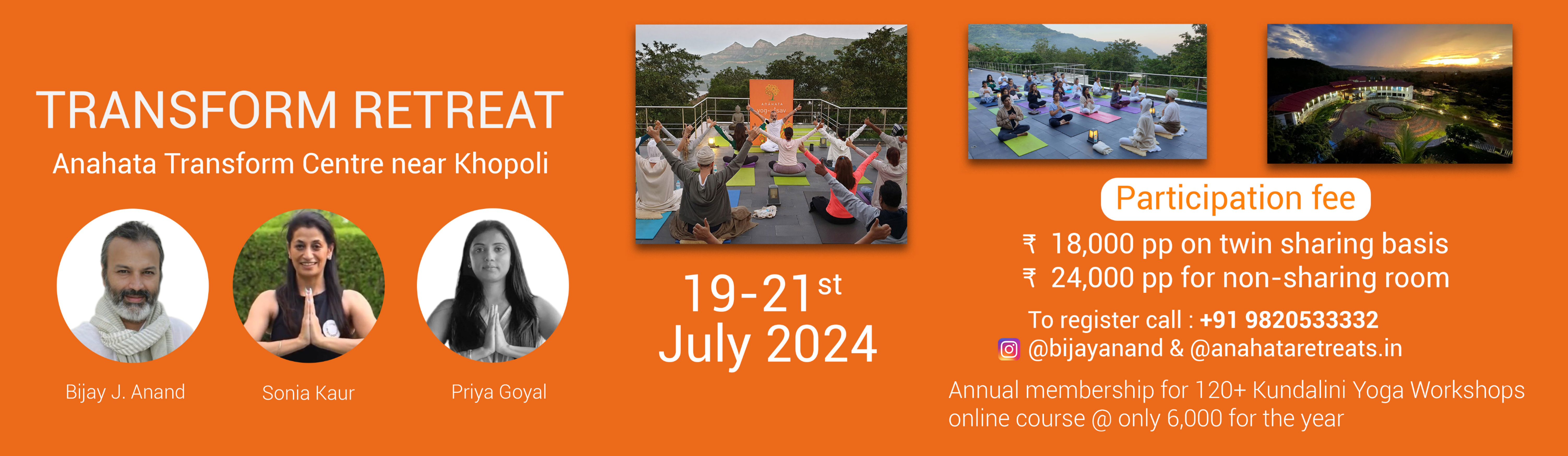 Join us for 3 days of Loving, Learning, & Healing at Anahata Transform Centre.